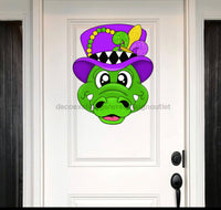 Thumbnail for Mardi Gras Sign Alligator Jester Louisiana Wood Sign Cr-W-108-Dh 22‚Äô‚Äô Door Hanger