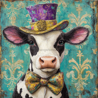 Thumbnail for Mardi Gras Sign, Cow Sign, DCO-13093, Sign For Wreath, 10x10
