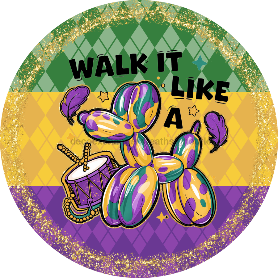 Mardi Gras Sign, DCO-13145, Sign For Wreath, 10" Metal Sign