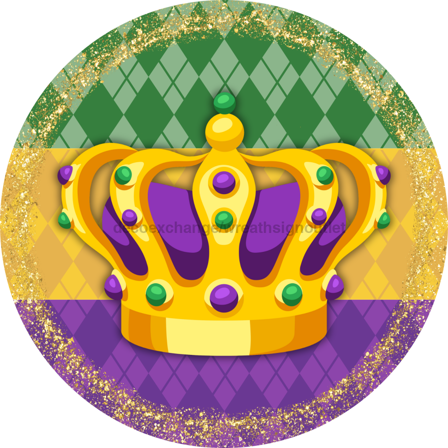 Mardi Gras Sign, DCO-13146-VINYL, Sign For Wreath, 10" Vinyl Round