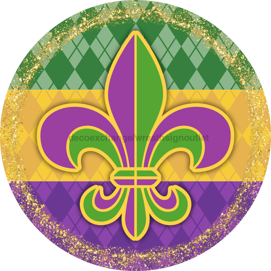 Mardi Gras Sign, DCO-13148, Sign For Wreath, 10" Metal Sign