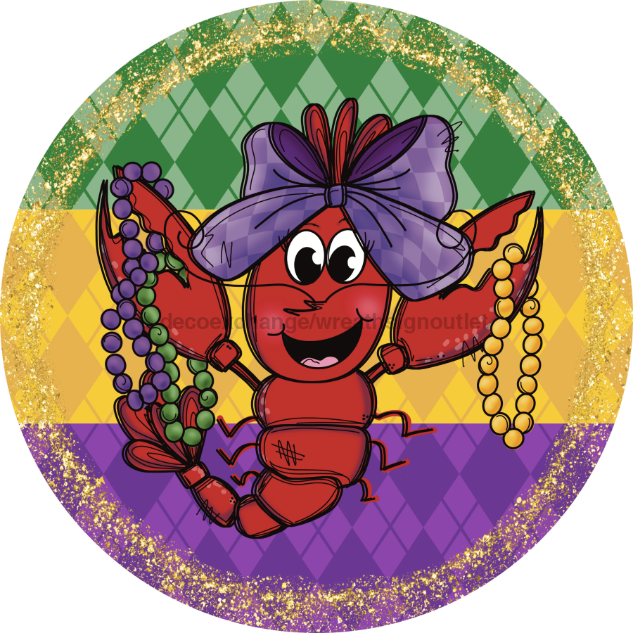 Mardi Gras Sign, DCO-13150-VINYL, Sign For Wreath, 10" Vinyl Round