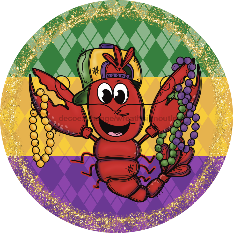 Mardi Gras Sign, DCO-13151, Sign For Wreath, 10" Metal Sign