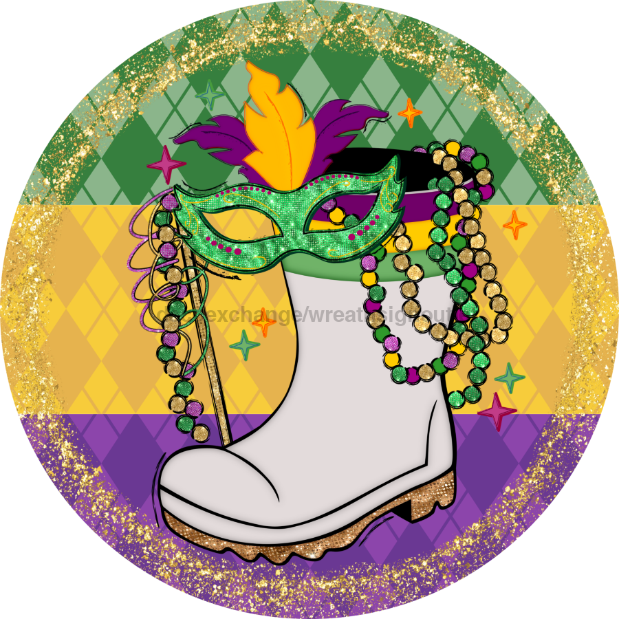Mardi Gras Sign, DCO-13152, Sign For Wreath, 10" Metal Sign