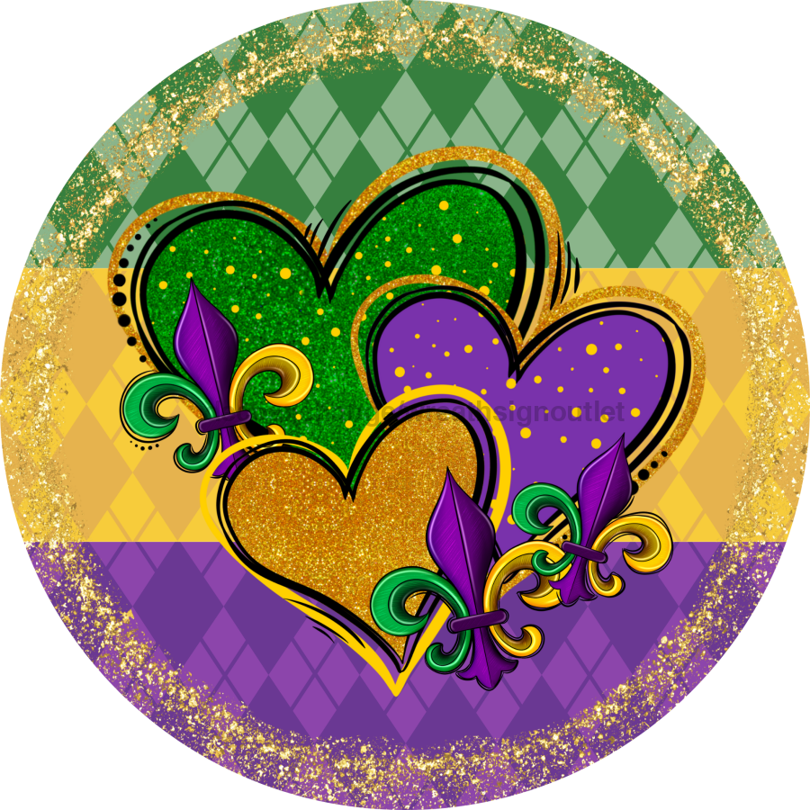 Mardi Gras Sign, DCO-13153-VINYL, Sign For Wreath, 10" Vinyl Round