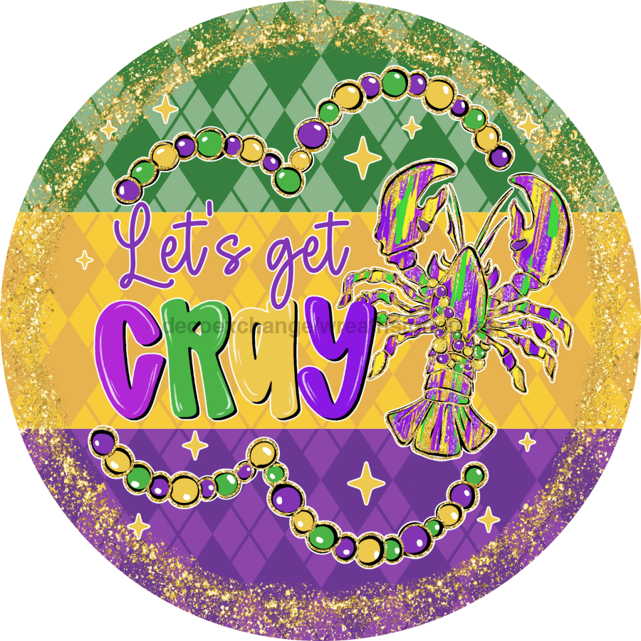 Mardi Gras Sign, DCO-13154-VINYL, Sign For Wreath, 10" Vinyl Round