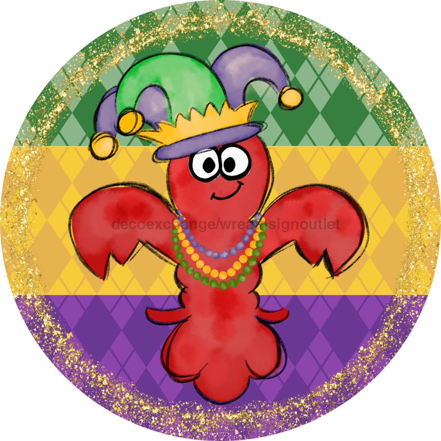 Mardi Gras Sign, DCO-13155-VINYL, Sign For Wreath, 10" Vinyl Round