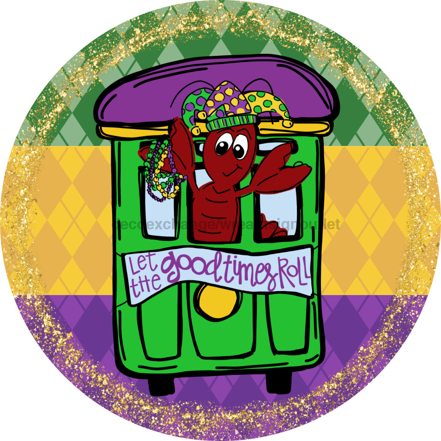 Mardi Gras Sign, DCO-13158, Sign For Wreath, 10" Metal Sign