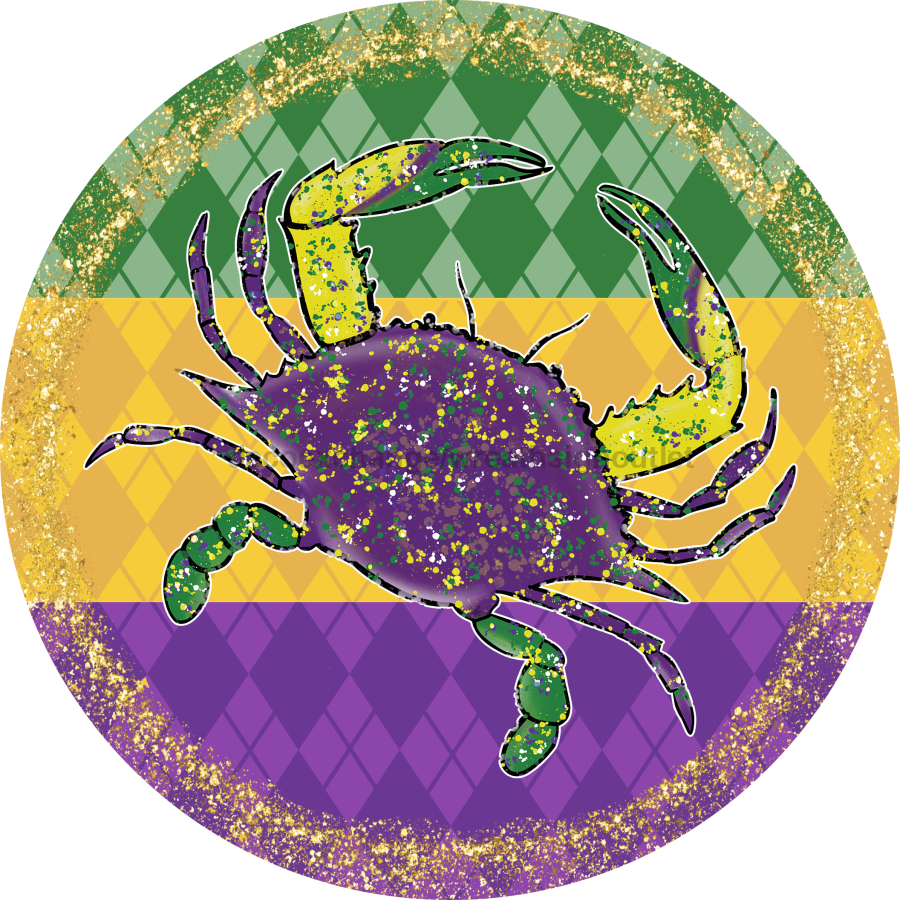 Mardi Gras Sign, DCO-13160-VINYL, Sign For Wreath, 10" Vinyl Round
