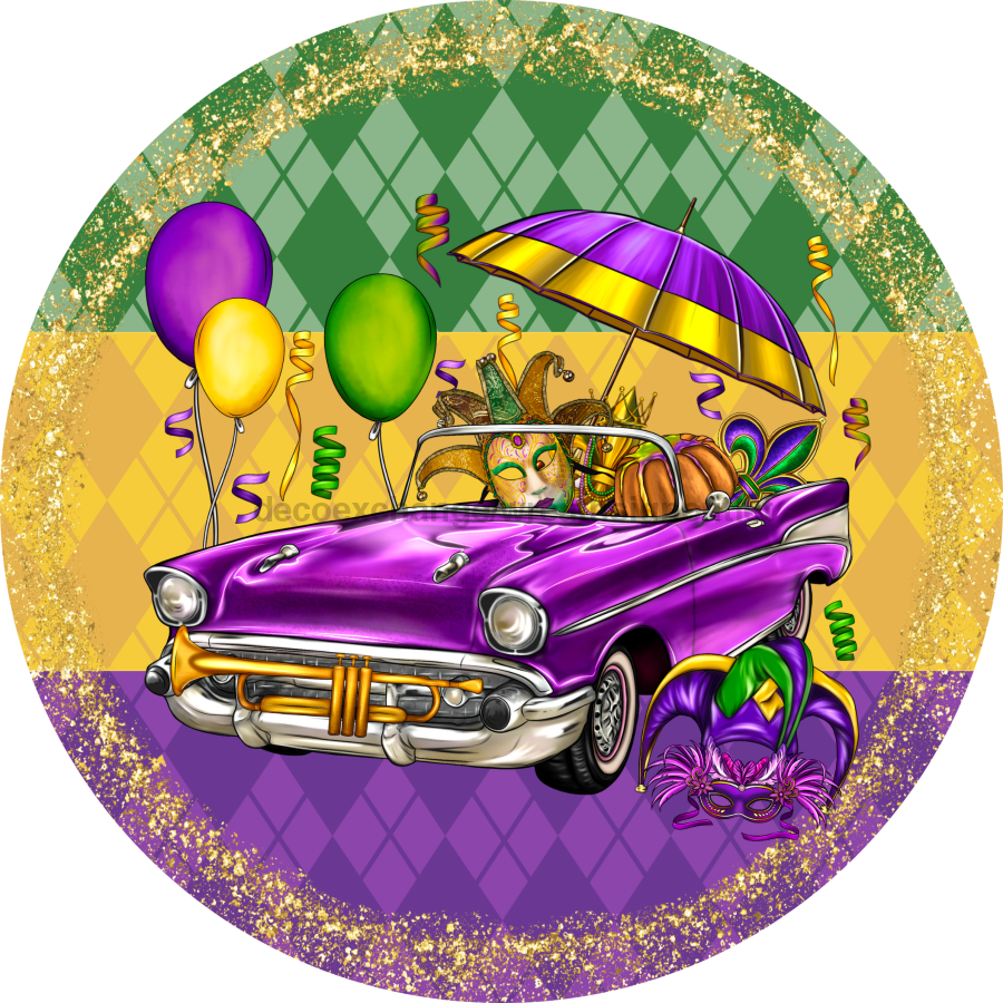 Mardi Gras Sign, DCO-13167-DH, Sign For Wreath, 18" Door Hanger