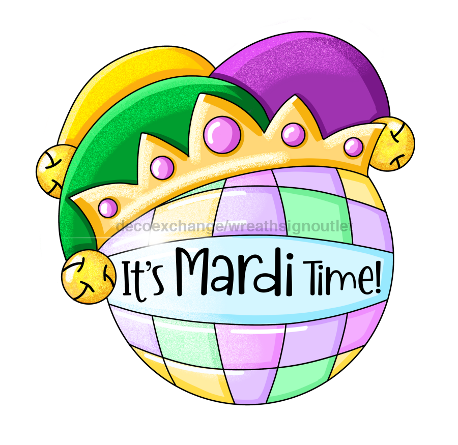 Mardi Gras Sign, Disco Ball Sign, PCD-W-162-DH, 22" Door Hanger