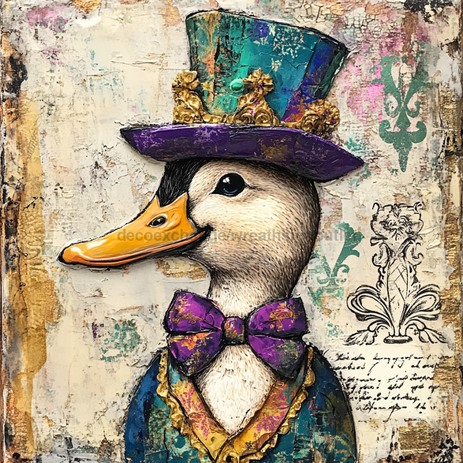 Mardi Gras Sign, Duck Sign, DCO-13058, Sign For Wreath, 10x10" Metal Sign