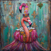 Thumbnail for Mardi Gras Sign, Flamingo Sign, DCO-13053, Sign For Wreath, 10x10