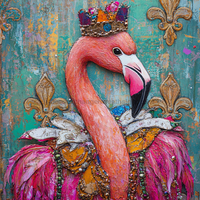 Thumbnail for Mardi Gras Sign, Flamingo Sign, DCO-13055, Sign For Wreath, 10x10