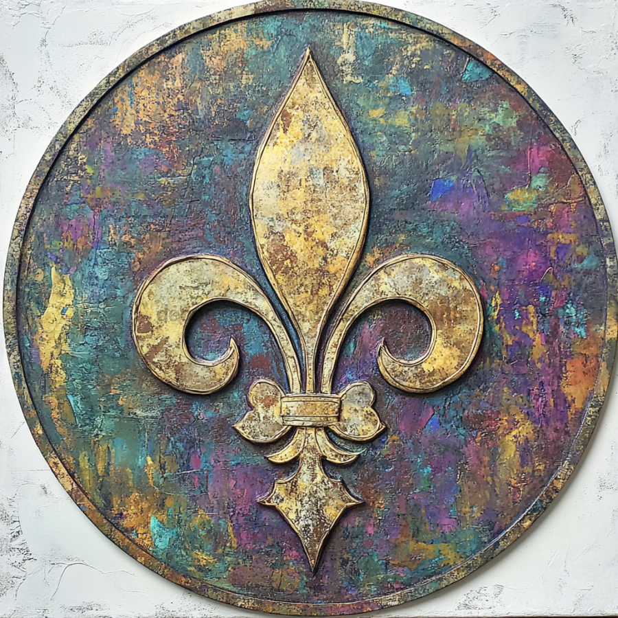 Mardi Gras Sign, Fleur De Lis Sign, DCO-13135, Sign For Wreath, 10" Metal Sign