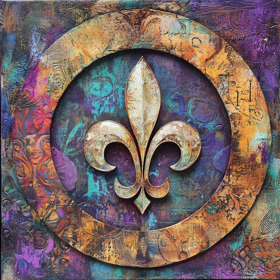 Mardi Gras Sign, Fleur De Lis Sign, DCO-13144, Sign For Wreath, 10x10" Metal Sign