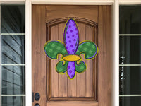 Thumbnail for Mardi Gras Sign Fleur De Lis Sign Wood Decoe-W-204 22 Door Hanger
