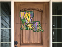 Thumbnail for Mardi Gras Sign Fleur De Lis Sign Wood Decoe-W-211 22 Door Hanger