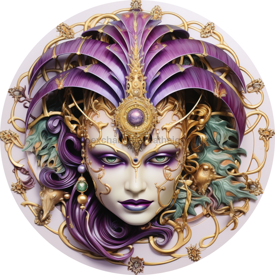 Mardi Gras Sign Jester Dco-00849 For Wreath 10 Round Metal