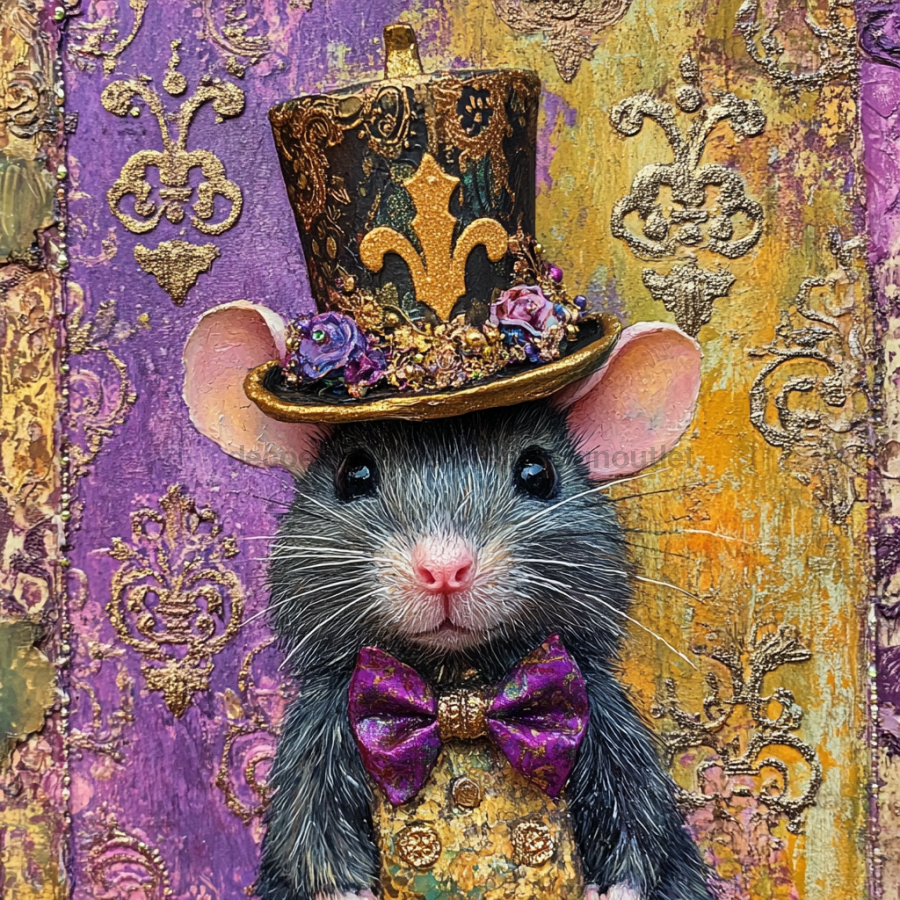 Mardi Gras Sign, Mouse Sign, DCO-13114, Sign For Wreath, 10x10" Metal Sign