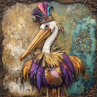 Thumbnail for Mardi Gras Sign, Pelican Sign, DCO-13068, Sign For Wreath, 10x10