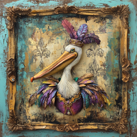 Thumbnail for Mardi Gras Sign, Pelican Sign, DCO-13072, Sign For Wreath, 10x10