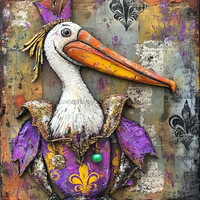 Thumbnail for Mardi Gras Sign, Pelican Sign, DCO-13075, Sign For Wreath, 10x10