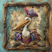 Thumbnail for Mardi Gras Sign, Pelican Sign, DCO-13078, Sign For Wreath, 10x10