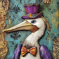 Thumbnail for Mardi Gras Sign, Pelican Sign, DCO-13094, Sign For Wreath, 10x10