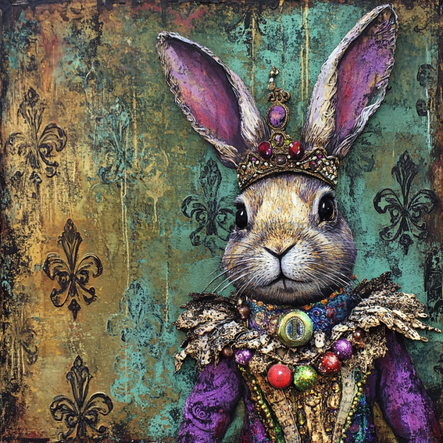 Mardi Gras Sign, Rabbit Sign, DCO-13082, Sign For Wreath, 10x10" Metal Sign