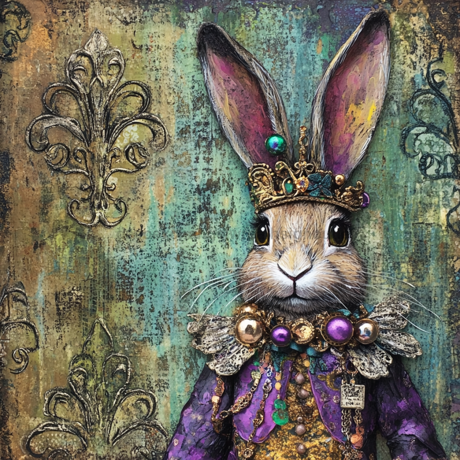 Mardi Gras Sign, Rabbit Sign, DCO-13087, Sign For Wreath, 10x10" Metal Sign