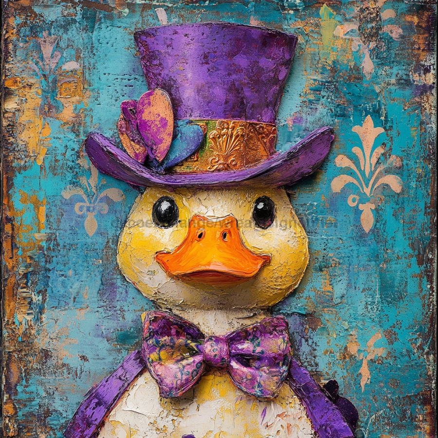 Mardi Gras Sign, Top Hat Sign, DCO-13115, Sign For Wreath, 10x10" Metal Sign