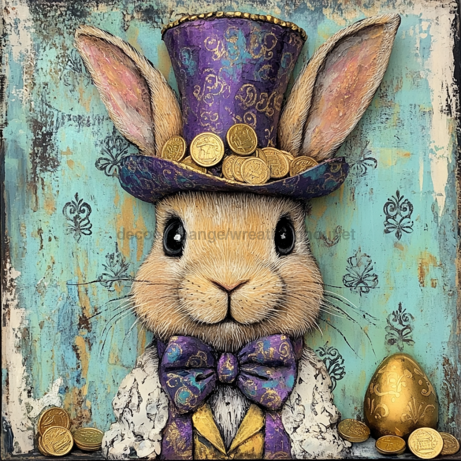 Mardi Gras Sign, Top Hat Sign, DCO-13127, Sign For Wreath, 10x10" Metal Sign