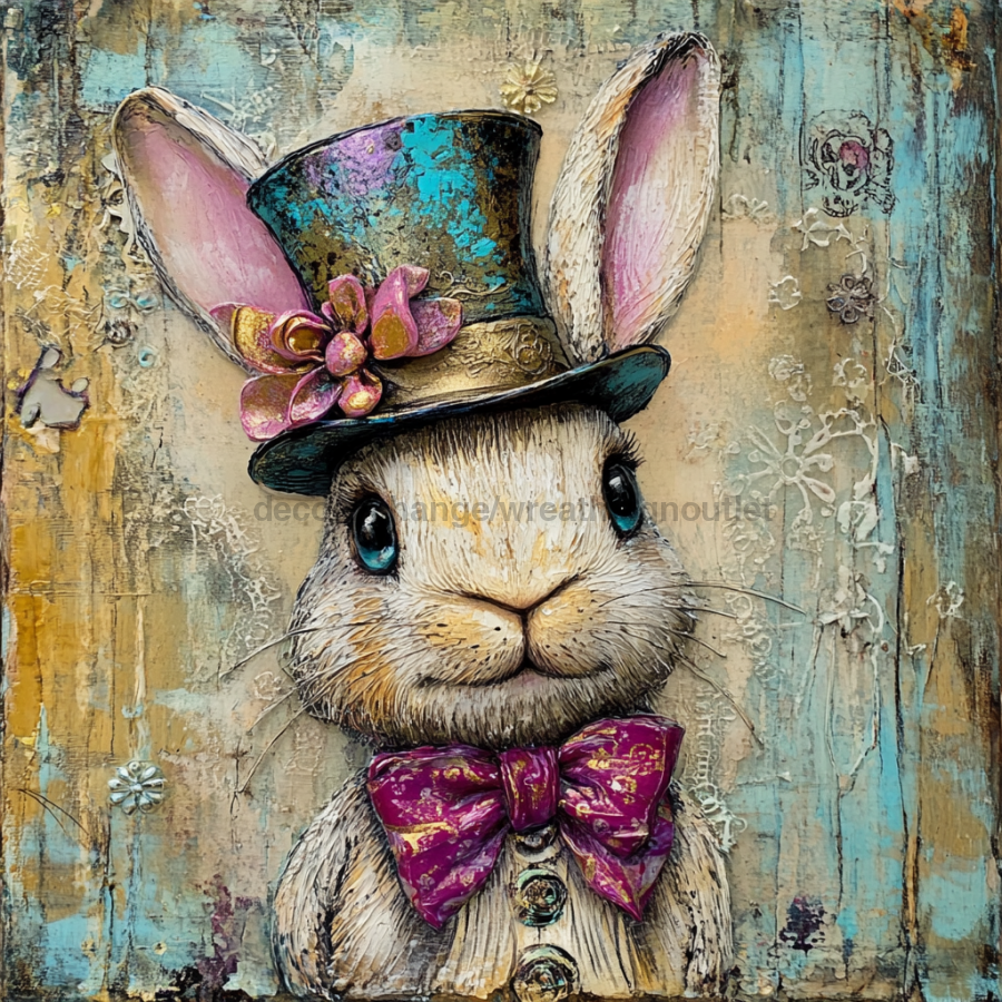 Mardi Gras Sign, Top Hat Sign, DCO-13128, Sign For Wreath, 10x10" Metal Sign