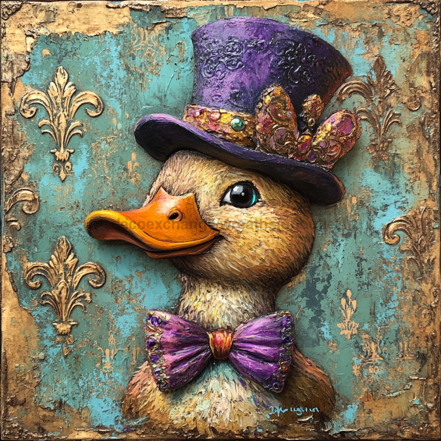 Mardi Gras Sign, Top Hat Sign, DCO-13130, Sign For Wreath, 10x10" Metal Sign