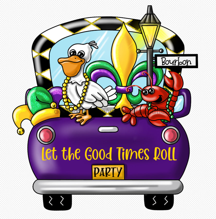 Mardi Gras Sign Truck Jester Louisiana Wood Sign Pcd-W-084-Dh 22‚Äô‚Äô Door Hanger