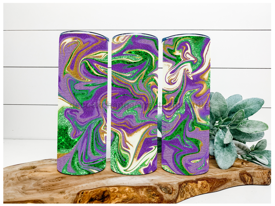 Mardi Gras Tumbler, 20 oz Skinny Tumbler - DECOETUMBLER-092