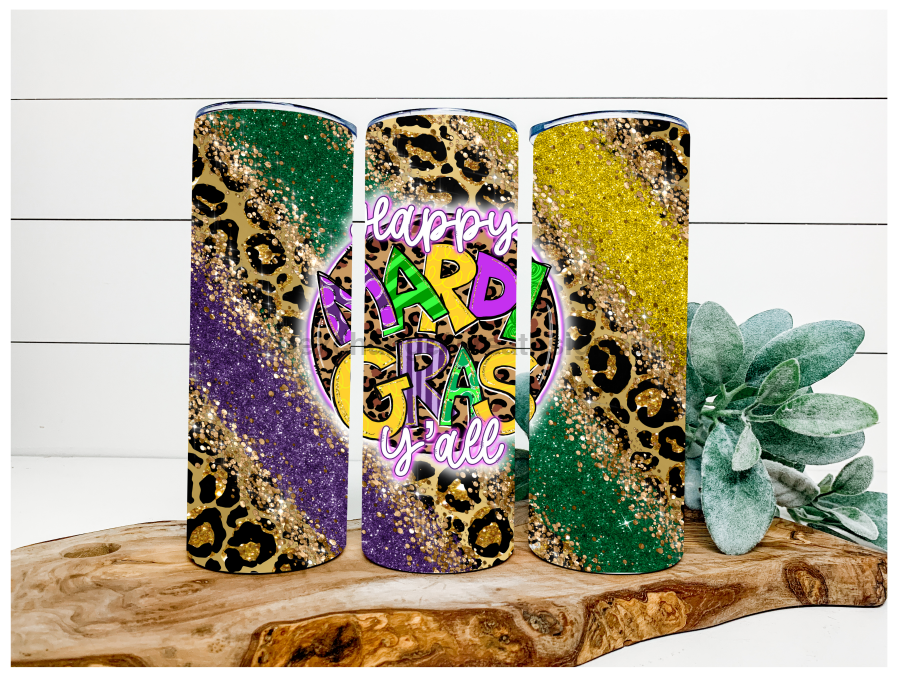 Mardi Gras Tumbler, 20 oz Skinny Tumbler - DECOETUMBLER-118