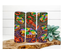 Thumbnail for Mardi Gras Tumbler, Crawfish and King Cake Tumbler 20 oz Skinny Tumbler - DECOETUMBLER-217