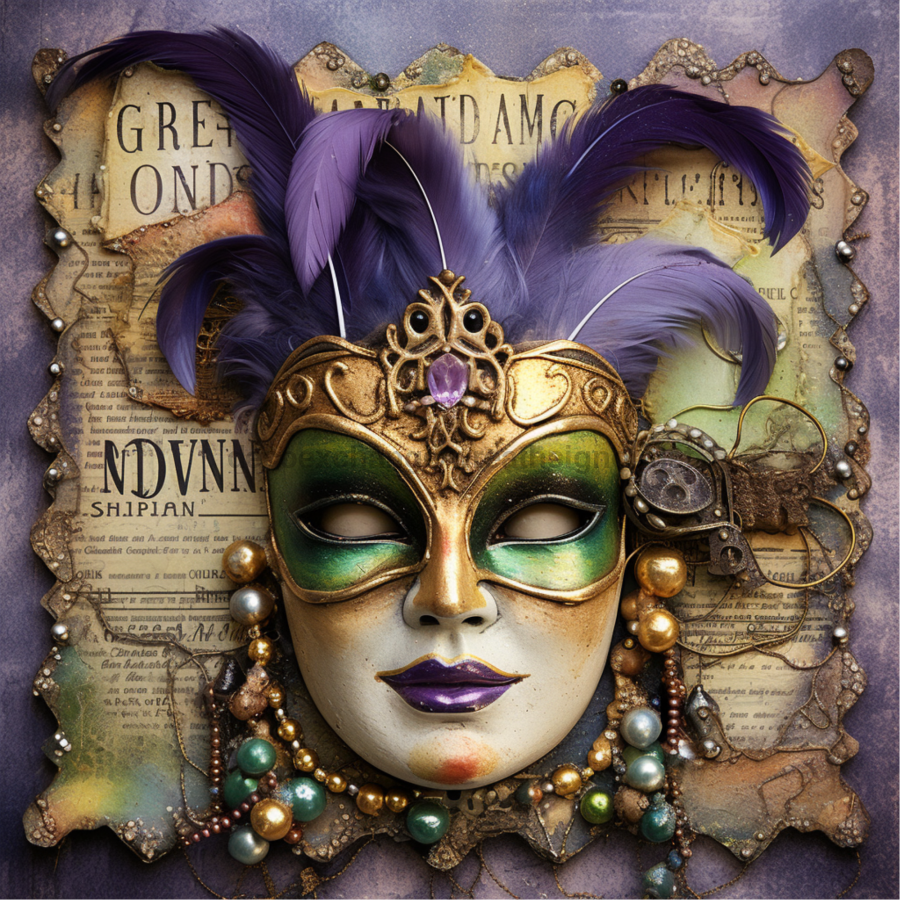 Mardi Gras Vintage 10x10" Metal Wreath Sign - OAW-0012