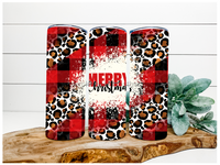 Thumbnail for Merry Christmas Animal Print 20 oz Skinny Tumbler - DECOETUMBLER-079