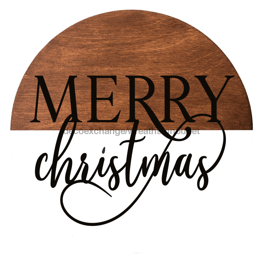Wreath Sign, Merry Christmas 10" Round Metal Sign DECOE-159, Sign For Wreath, DecoExchange - DecoExchange