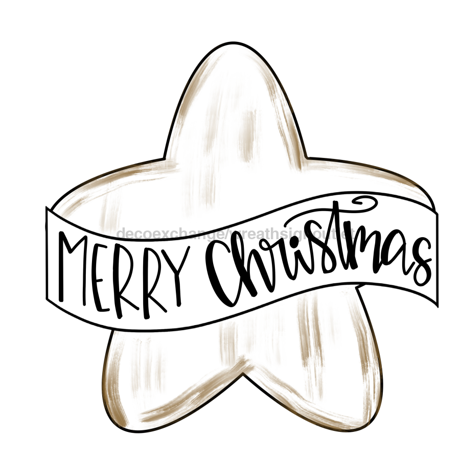 Merry Christmas Star Door Hanger Mj-W-00003 22‚Äô Wood