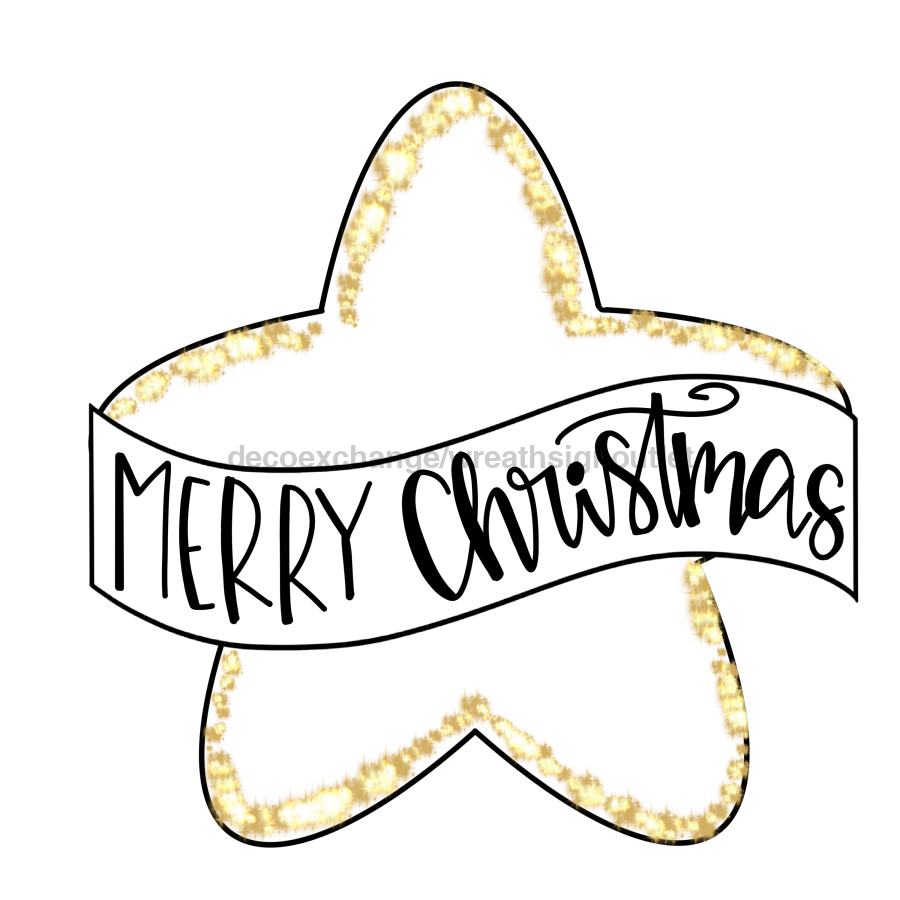 Merry Christmas Star Door Hanger Mj-W-00005 22‚Äô Wood