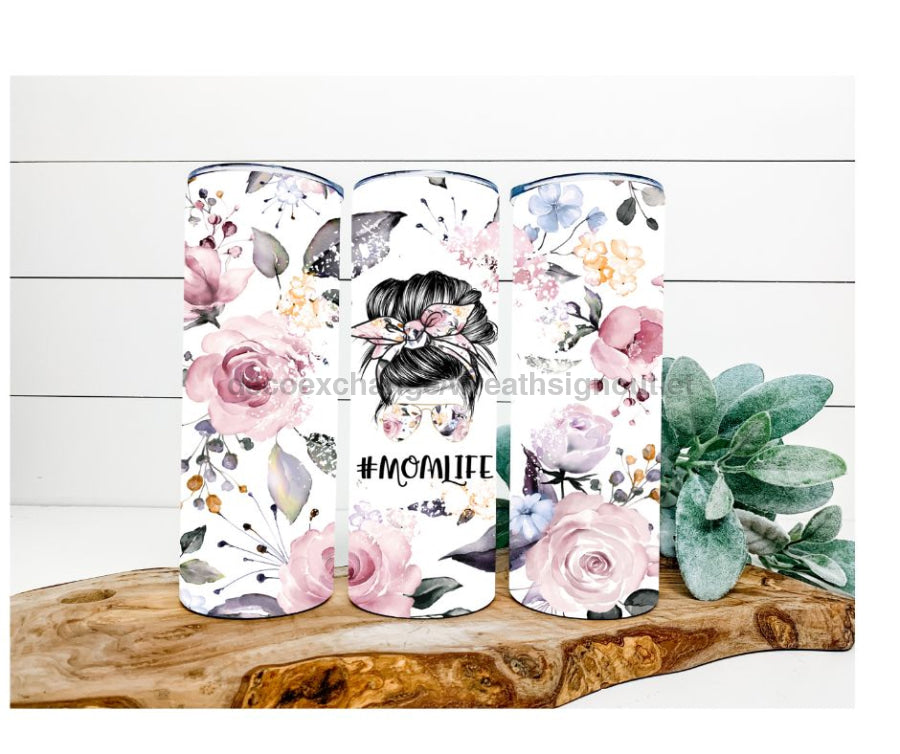Mom Life Tumbler, Rose Tumbler 20 oz Skinny Tumbler - DECOETUMBLER-263