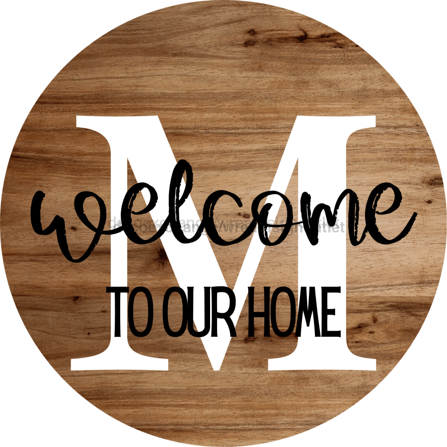 Monogram Welcome To Our Home Personalized Grain 18" Wood Wreath Sign - DECOE-4003-DH-Y