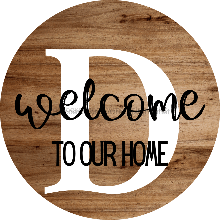 Monogram Welcome To Our Home Personalized Grain 18" Wood Wreath Sign - DECOE-4003-DH-Y