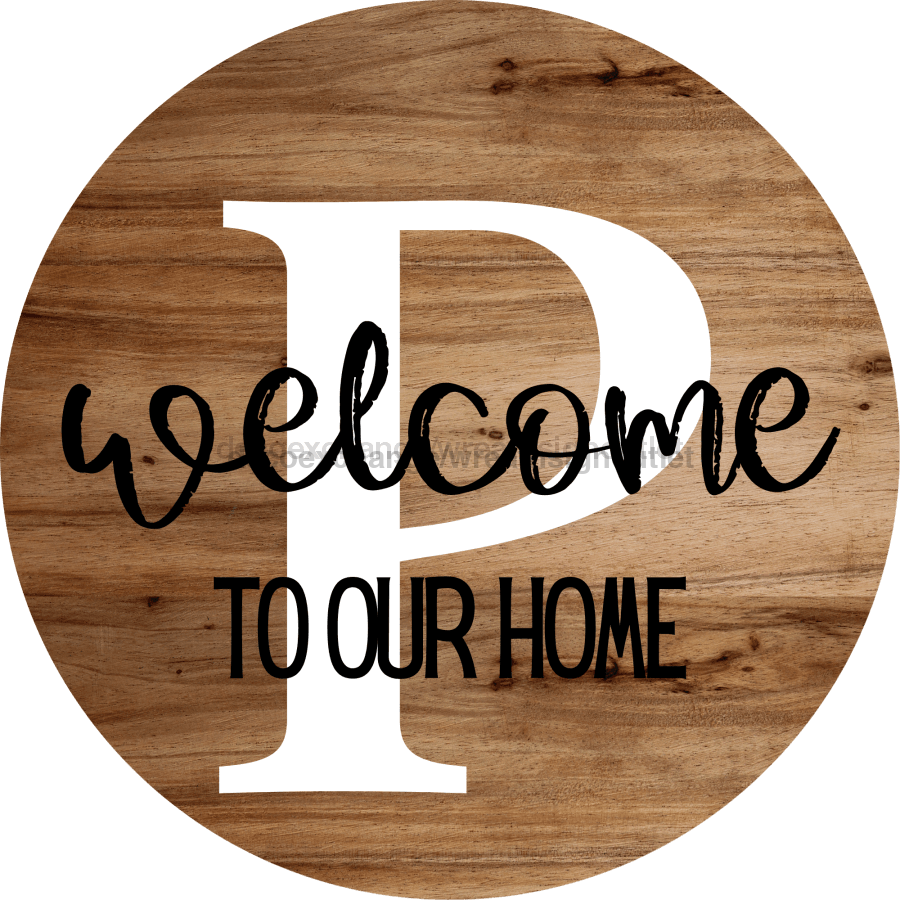 Monogram Welcome To Our Home Personalized Grain 18" Wood Wreath Sign - DECOE-4003-DH-Y