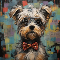 Thumbnail for Morkie Dog With Glasses Sign Funny Animal Wall Art Dco - 01356 For Wreath 10X10’ Metal