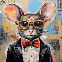 Thumbnail for Mouse With Glasses Sign Funny Animal Wall Art Dco-01162 For Wreath 10X10 Metal